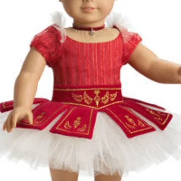 Rare American Girl Doll Nutcracker Ruby Ballet Dress Leotard White Tutu Necklace